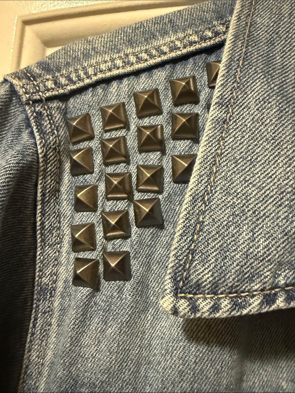 TORRID Light Wash Denim Jacket with Studded Shoulders - Picture 3 of 6